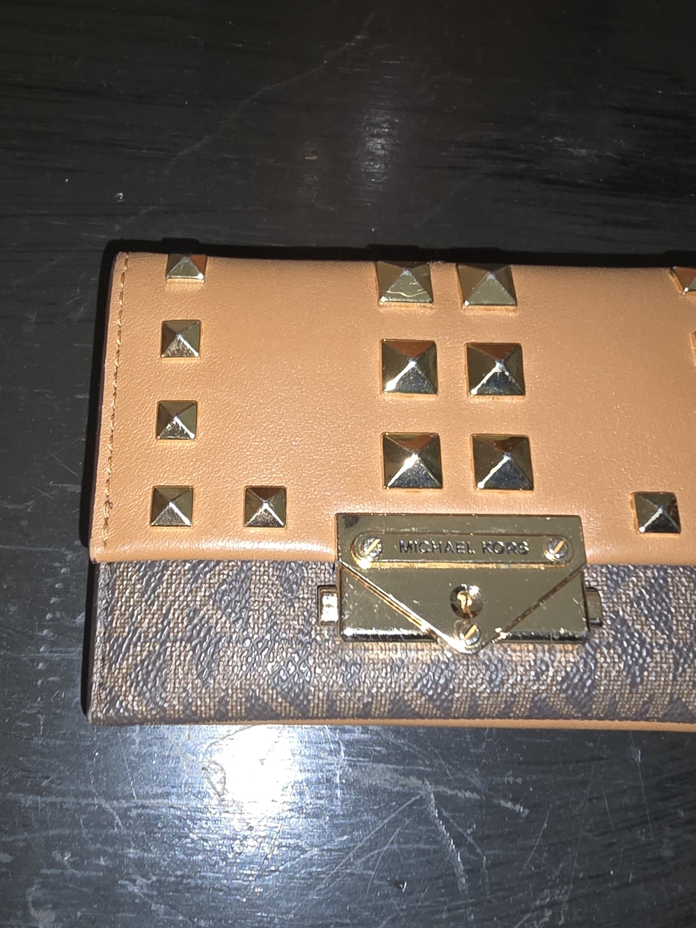 Michael Kors Tan Studded Logo Wallet